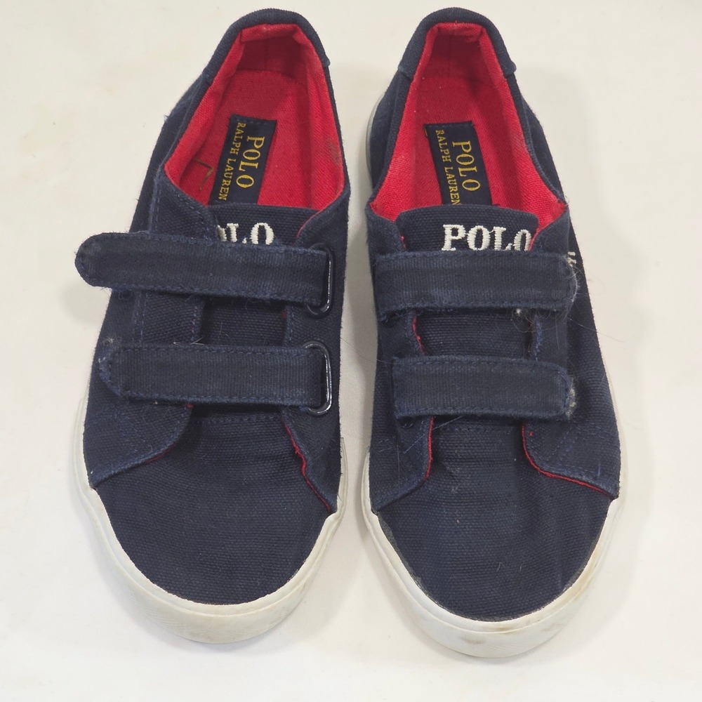 Polo Ralph Lauren Kids Slater EZ Navy Blue Canvas Sneakers Size 11.5
